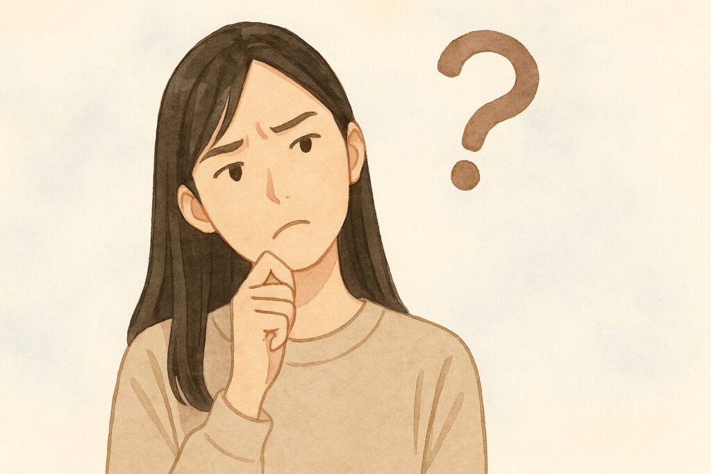 首を傾げる女性のイメージ図