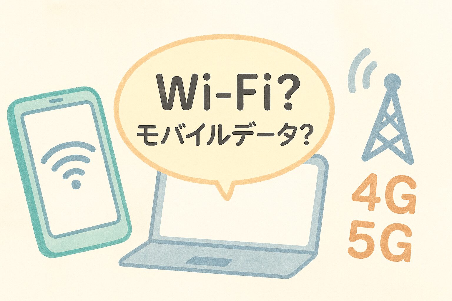 Wi-Fiとモバイルデータのイメージ図
