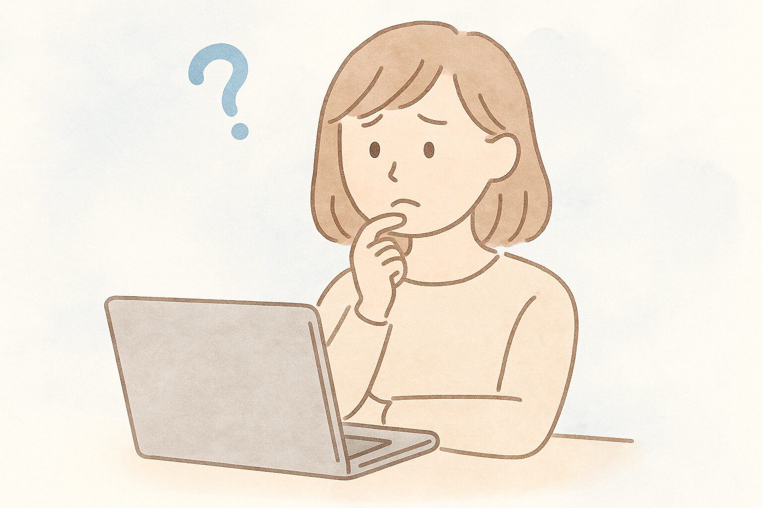 PCを見て困っている女性 DNSとは？初心者にもわかりやすく仕組みと変更方法を解説【2025年版】
