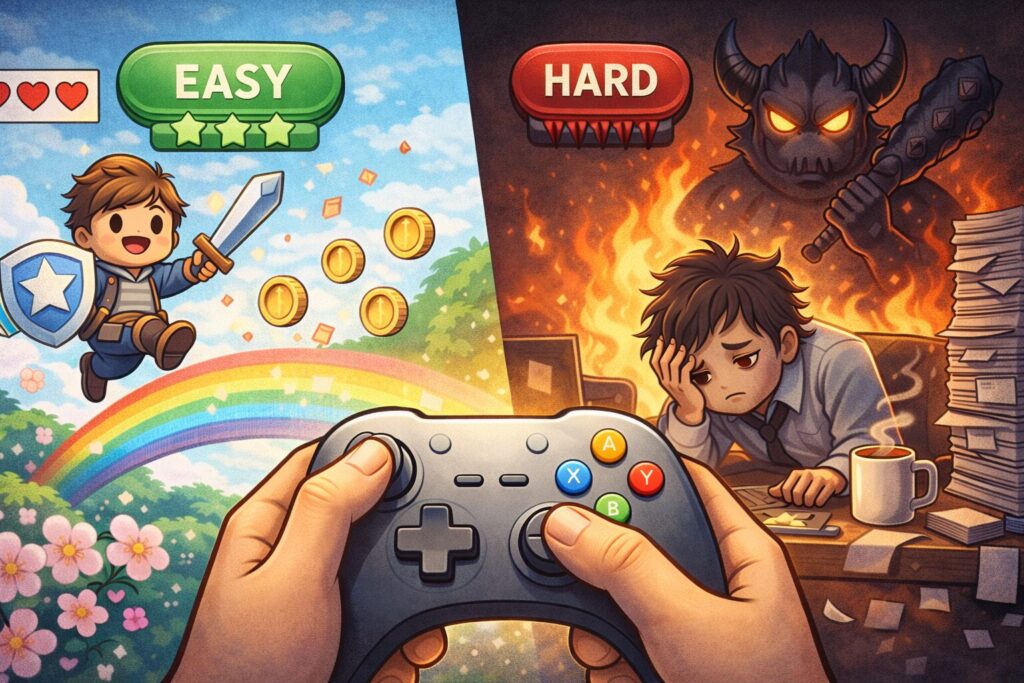 ゲームの難易度イージーは逃げ？「人生がハードモード」な社会人にこそイージー一択を勧める理由
